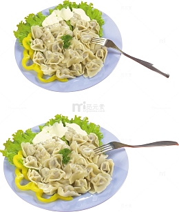 一盘饺子角度特写