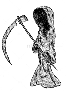 素描万圣节死神镰刀