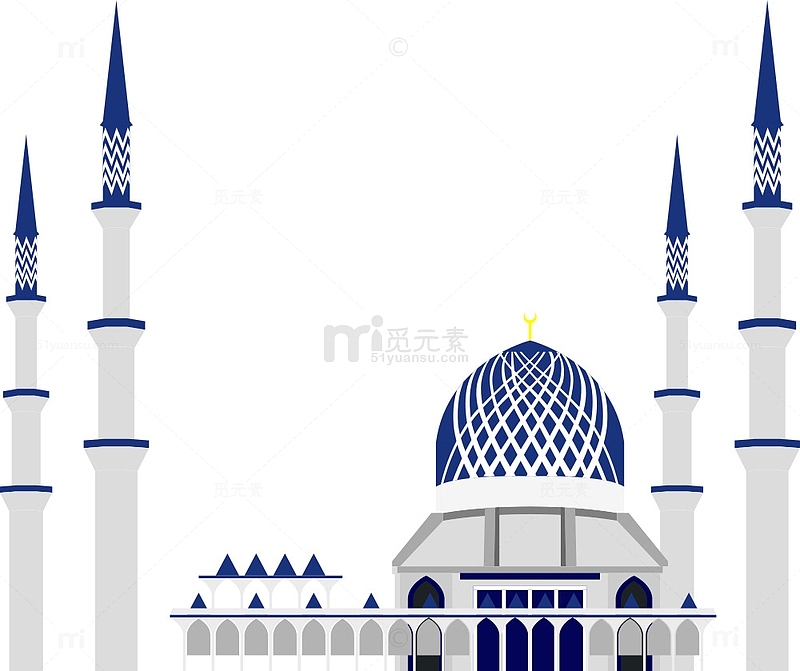 卡通蓝色清真寺