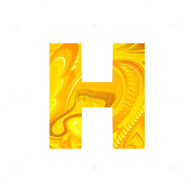 橙色特效纹理字母H