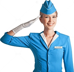 身穿蓝色制服的空姐