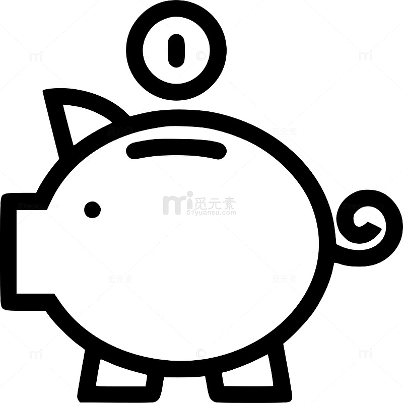 黑色小猪存钱罐图标