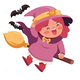 万圣节卡通可爱女巫