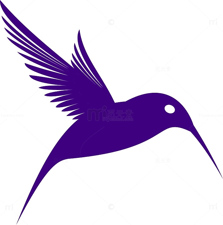 蜂鸟紫色剪影