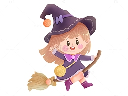 紫色衣服的小女巫