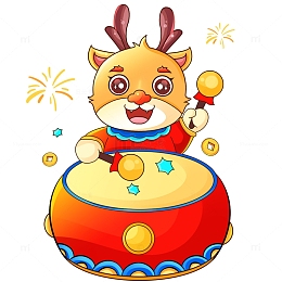 国潮新年春节龙年打鼓的龙元素