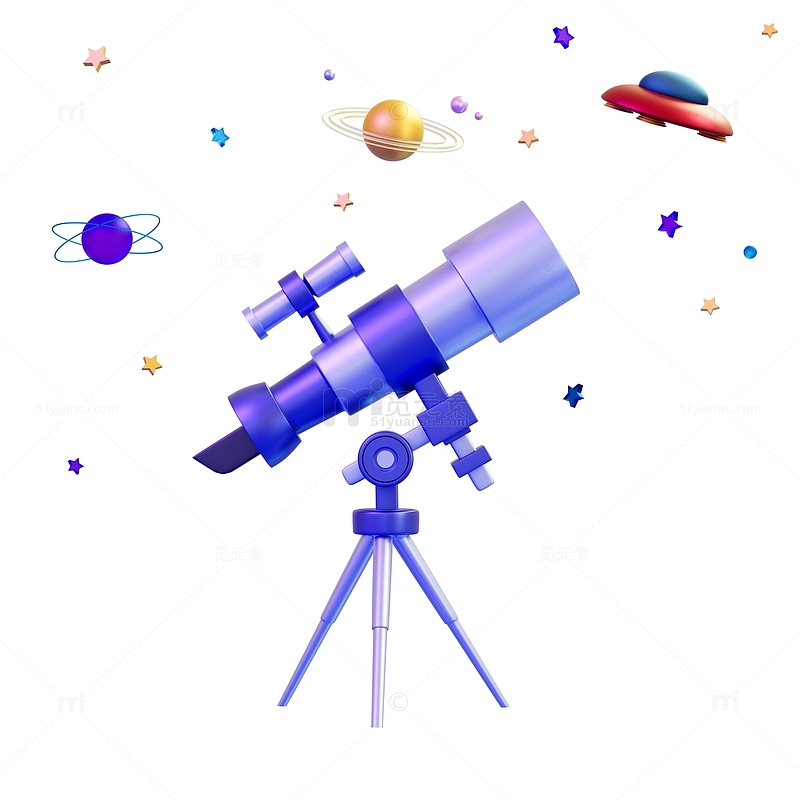 星空天文望远镜卡通模型