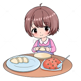 立冬元素包饺子人物