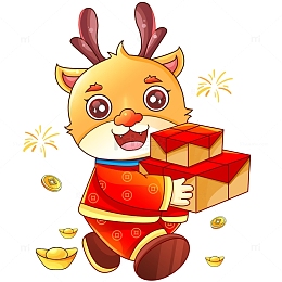 2024可爱抱年货的卡通龙元素