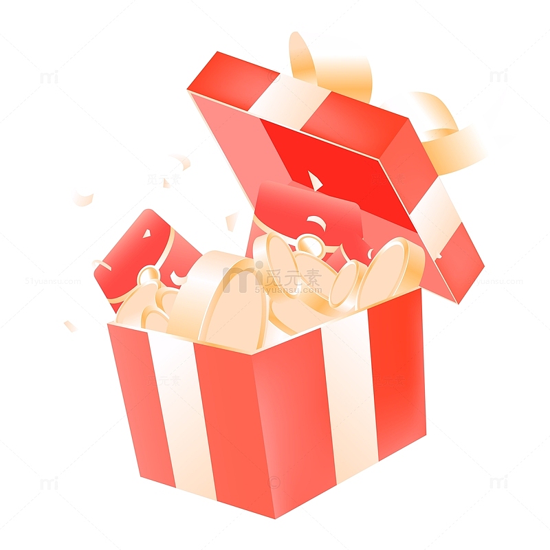 红色金币红包促销礼盒矢量装饰元素