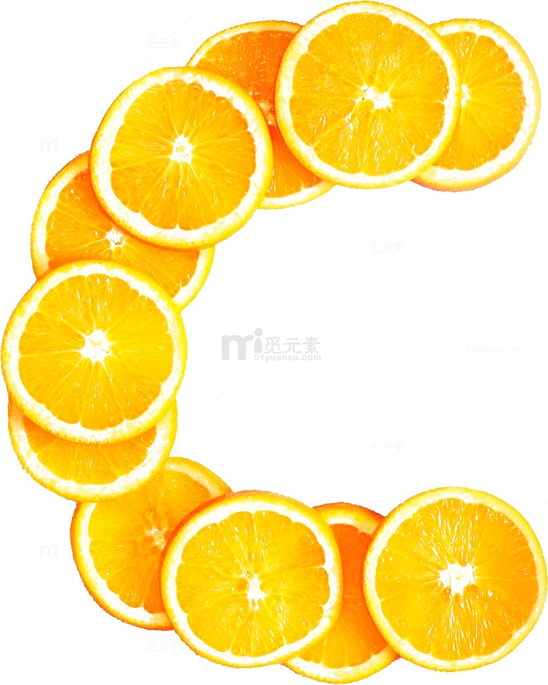 柠檬片字母C