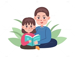 卡通温馨亲子读书日