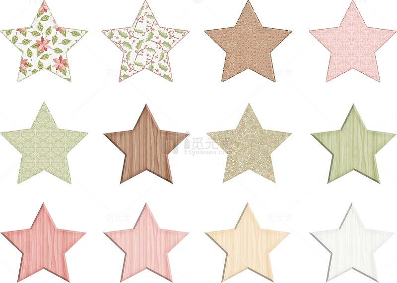 各种材质纹理五角星