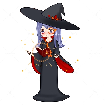万圣节元素女巫施法魔法书