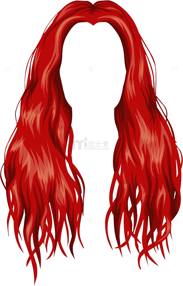 红色长卷发