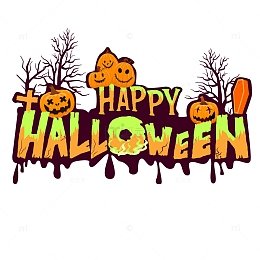万圣节艺术字标题手举牌