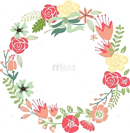 圆形花环边框