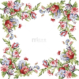 水彩田园花朵方框装饰