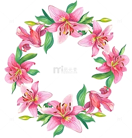 粉色百合花花环