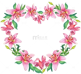 百合水彩花环