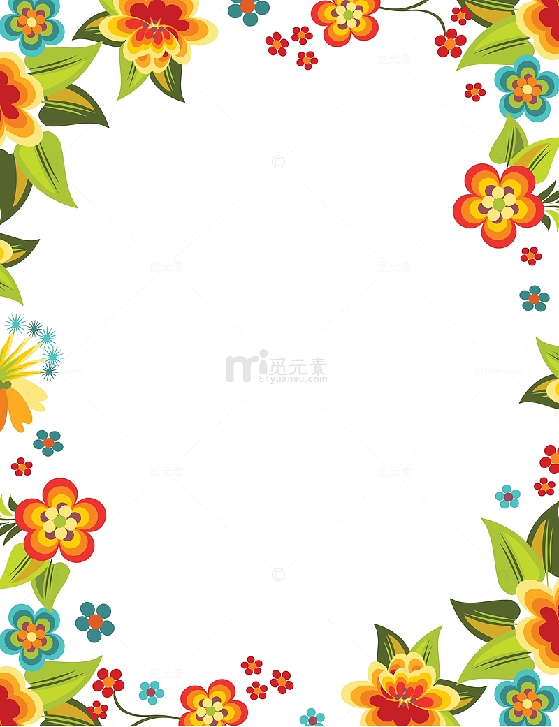 彩色花朵边框背景
