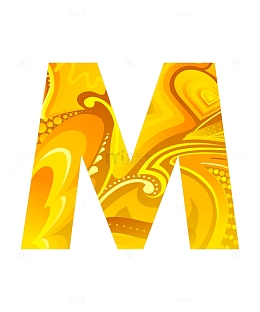 橙色纹理特效字母M