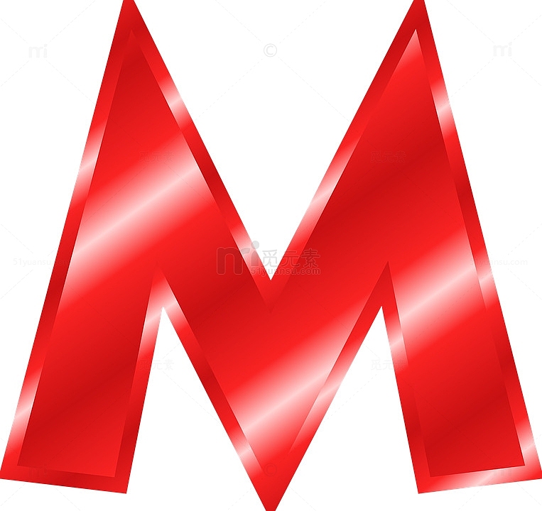 红色金属质感立体效果字母M