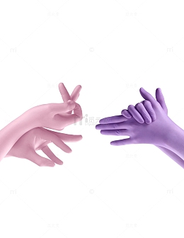 两双带手套的手