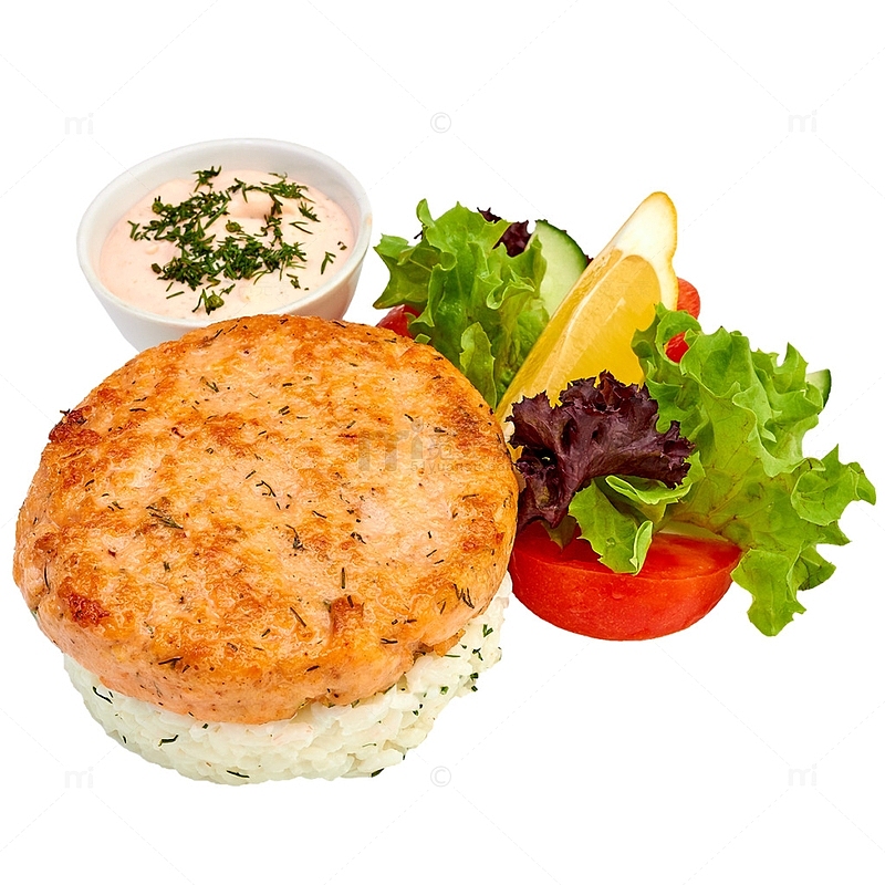 肉排和生菜西红柿