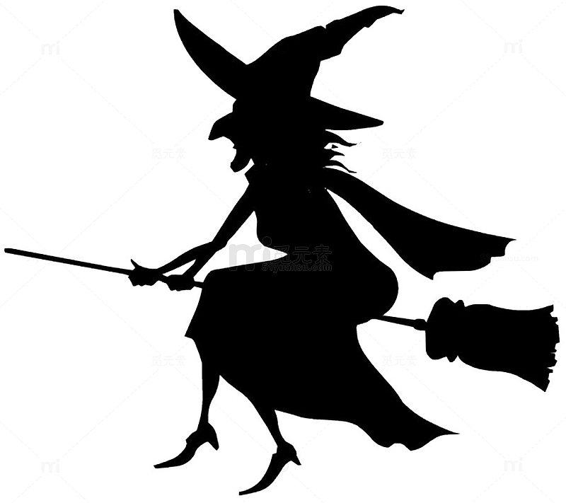 骑着魔法扫帚的幽灵女巫