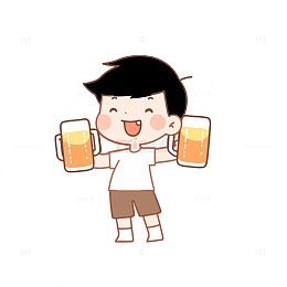 Q版男士在喝啤酒