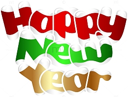 卡通渐变色英文字母新年快乐