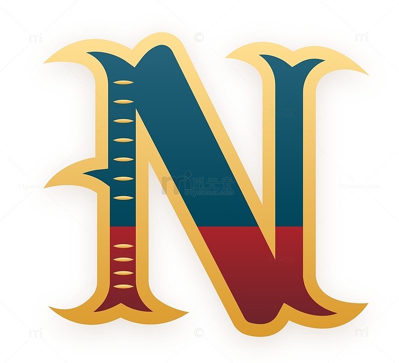 中世纪复古风字母N
