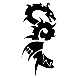 卡通黑色恶魔龙图腾