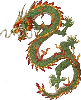 卡通绿色中国龙