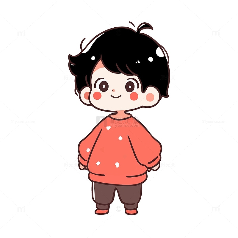 穿红色毛衣的可爱小男孩