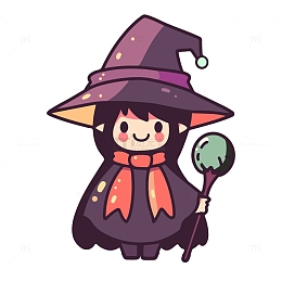 小女孩装扮成女巫师女法师
