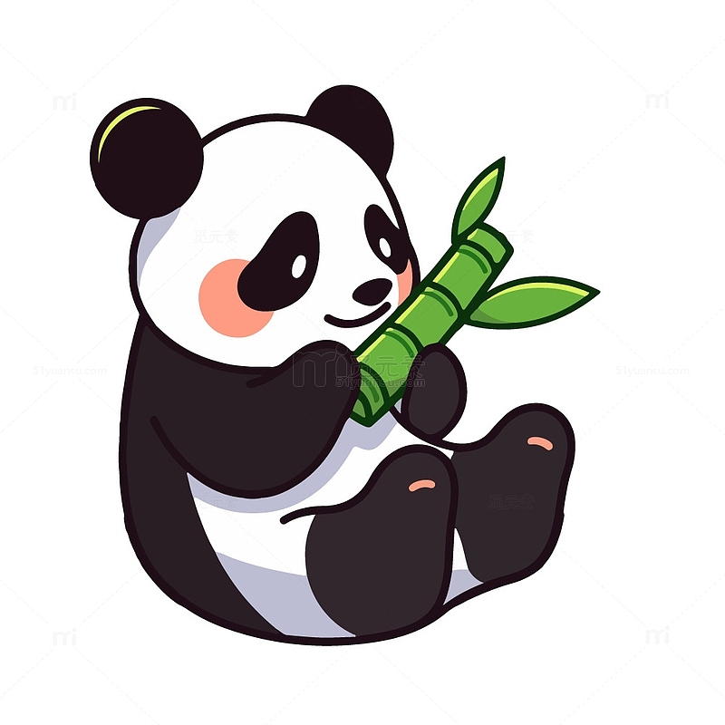 可爱的熊猫在吃竹子