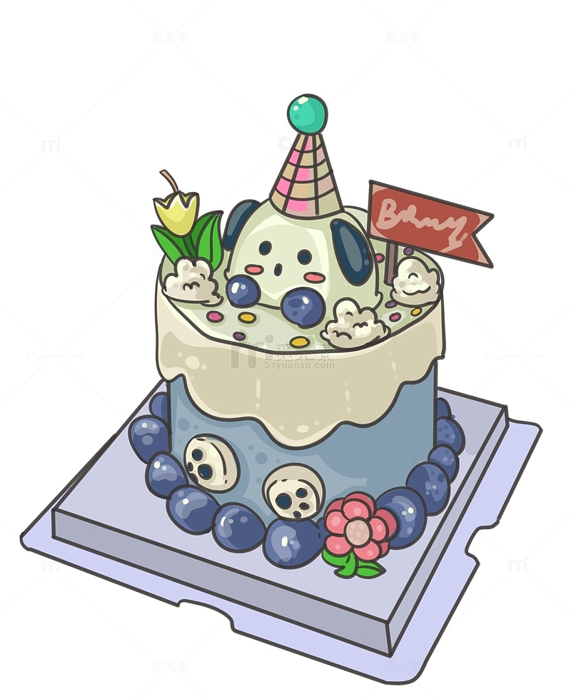 可爱卡通小狗生日蛋糕