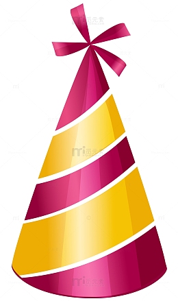 卡通黄紫色条纹生日帽