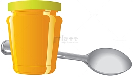 卡通蜂蜜和勺子