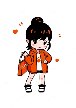双11购物q版女孩素材