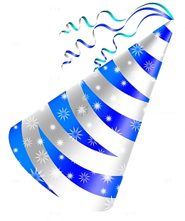 蓝白条纹丝带生日帽