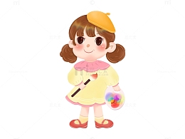 黄色衣服的画画女生