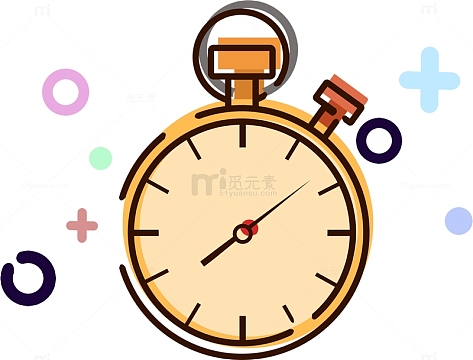 素材图aipng橙色秒表矢量插画png时钟钟表设计矢量素材aipng卡通定时