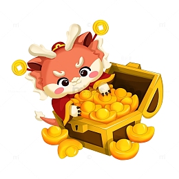 2024卡通龙财神元宝箱