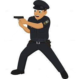 卡通持枪的人命警察