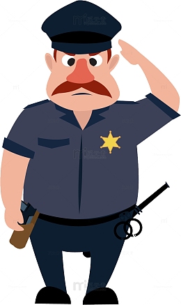 卡通穿着制服的警察