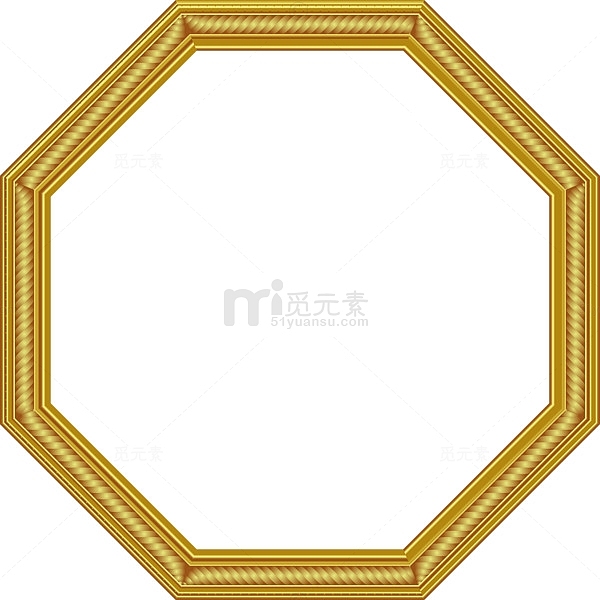 手绘金色八角形相框边框素材