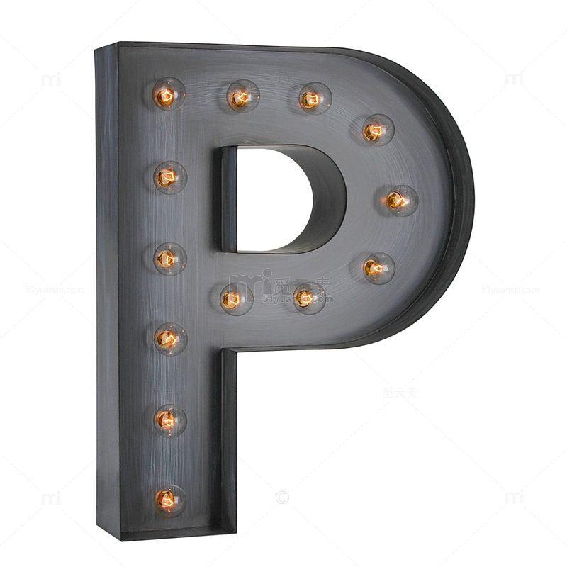 立体效果灯泡装饰字母P